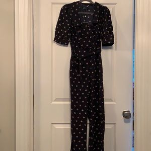 Fashion union black floral jumpsuit